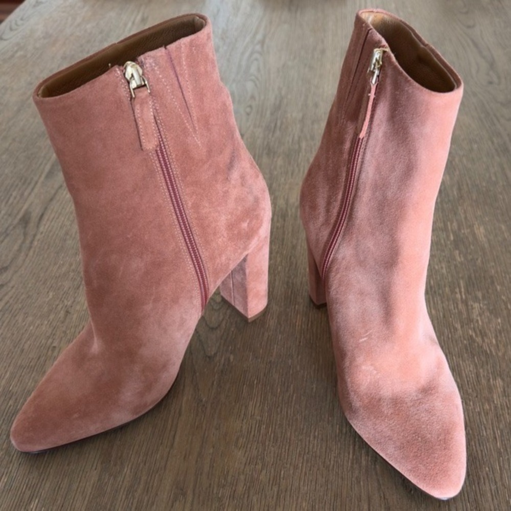 Sézane Adele Ankle Boots-Blush Suede Leather Italian Heels-3.5" Hieght-Sz US 9